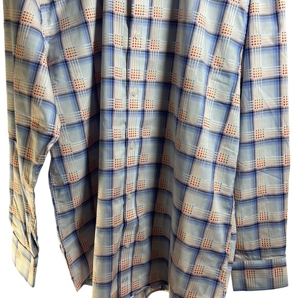 Johnston & Murphy NWT Tailored Fit Shirt Sz L Grid Plaid Blue Rainbow MSRP $148 - Picture 3 of 5